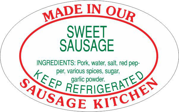SWEET SAUSAGE MADE IN KITCHEN RED/GREEN 500/ROLL