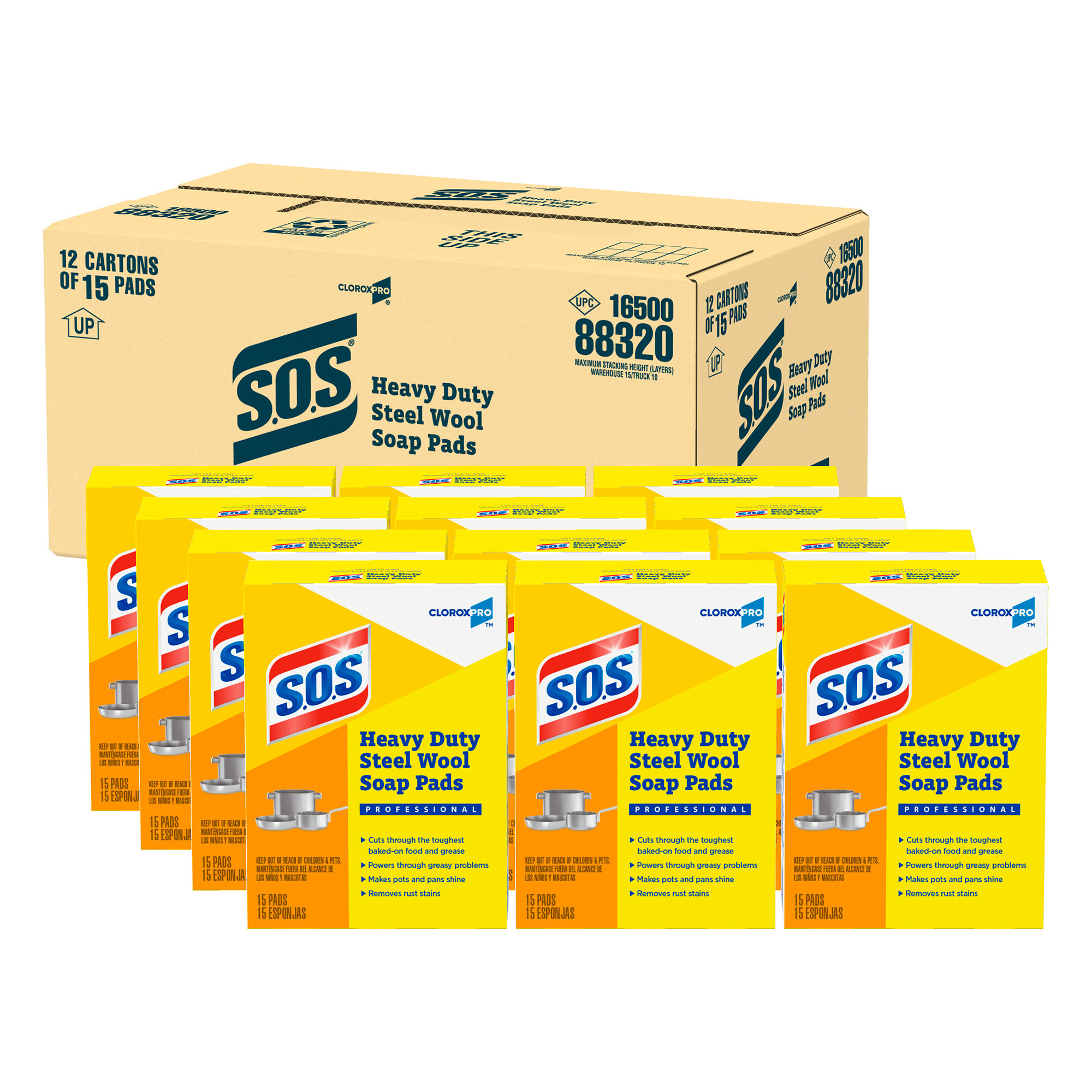 S.O.S PADS CLOROX SOAP/STEEL  WOOL    180/CS