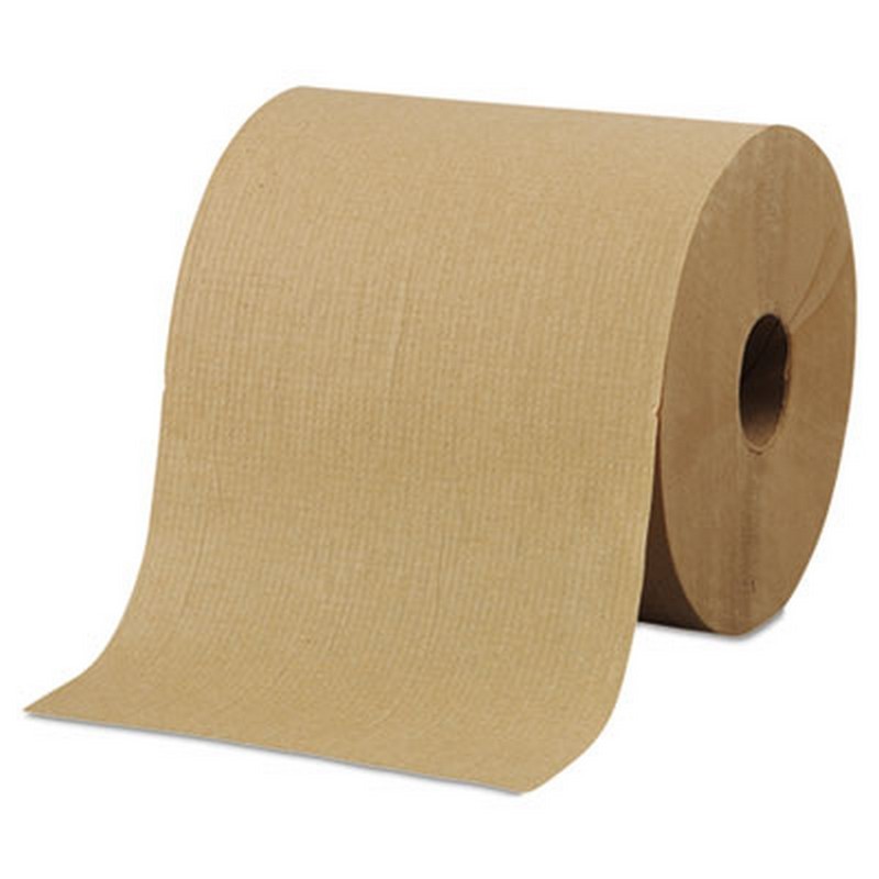 8 X 800 FT. BROWN ROLL TOWEL HARDWOUND 06807 6 ROLLS/CASE