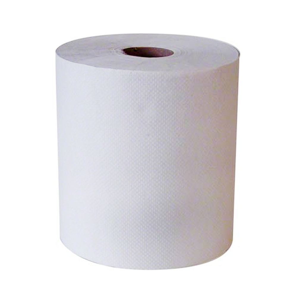 8" X 600 FT WHITE TOWEL HARDWOUND 12/CASE