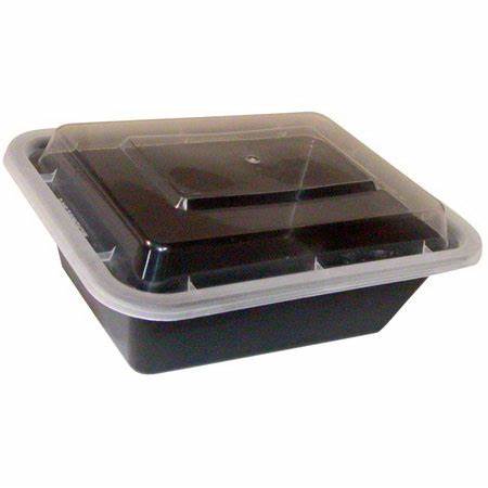 16 oz. Rectangular Black Container w/Lid Combo 150/CS