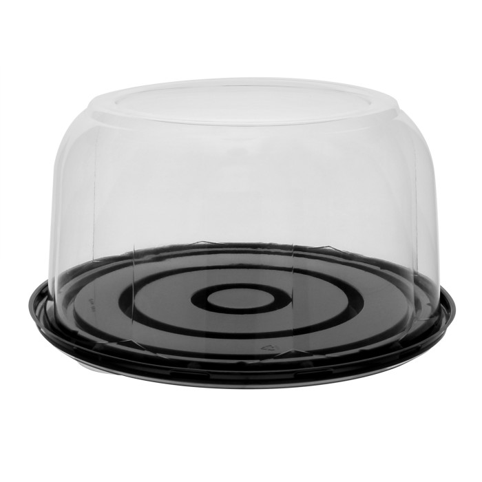CAKE CONTAINER 10&quot; x 5.25&quot;  ROSE DOME BLACK BASE 100/CASE