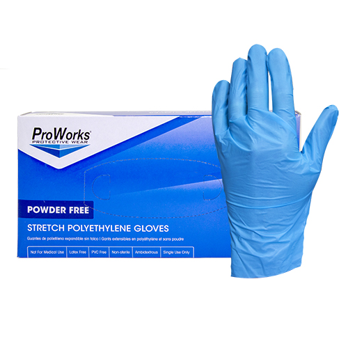 LARGE BLUE HYBRID POLY GLOVE    2 MIL 10/200 CASE