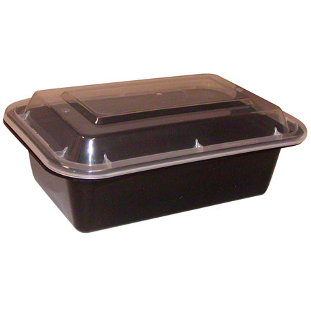 24 OZ RECTANGULAR BLACK MICROWAVE CONTAINER COMBO   