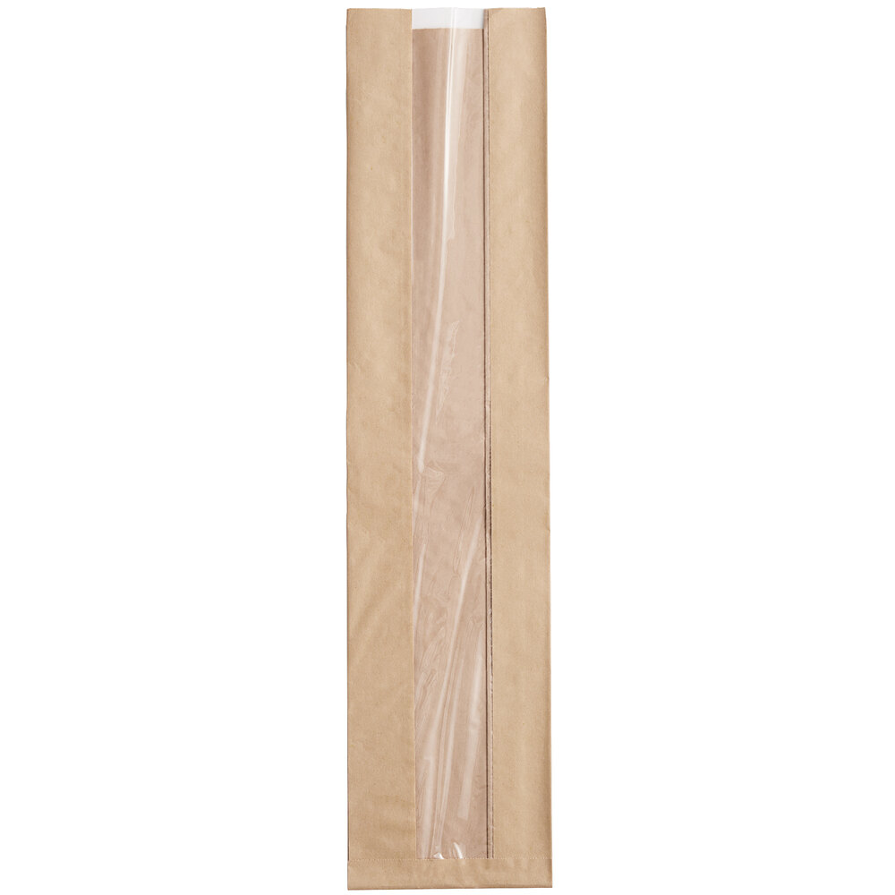 PANEL WINDOW BREAD BAG 4.5 X  2.5 X 24 KRAFT   500/CS