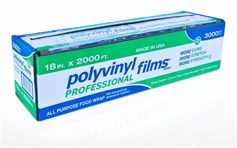 POLYVINYL 18&quot; X 2000&#39; PLASTIC WRAP
